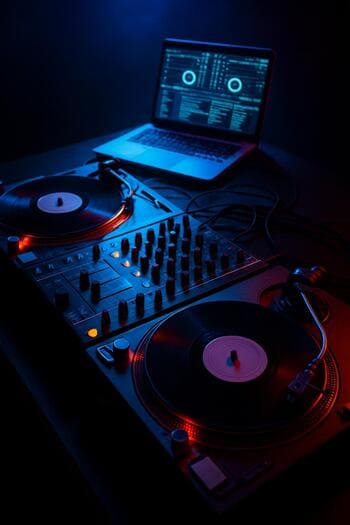 DJ masası, pinco səs kartı və qulaqcıqları ilə ev studiyası